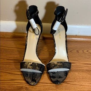 NIB Nine West Pewter Multi Mana Sandal heels